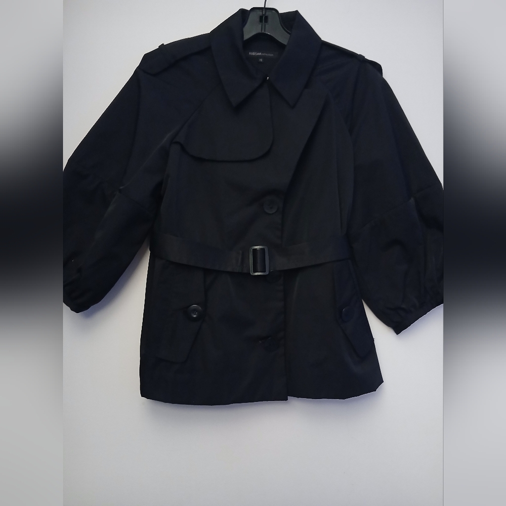 RUDSAK Black Trench Short Coat with Belt.Size XS